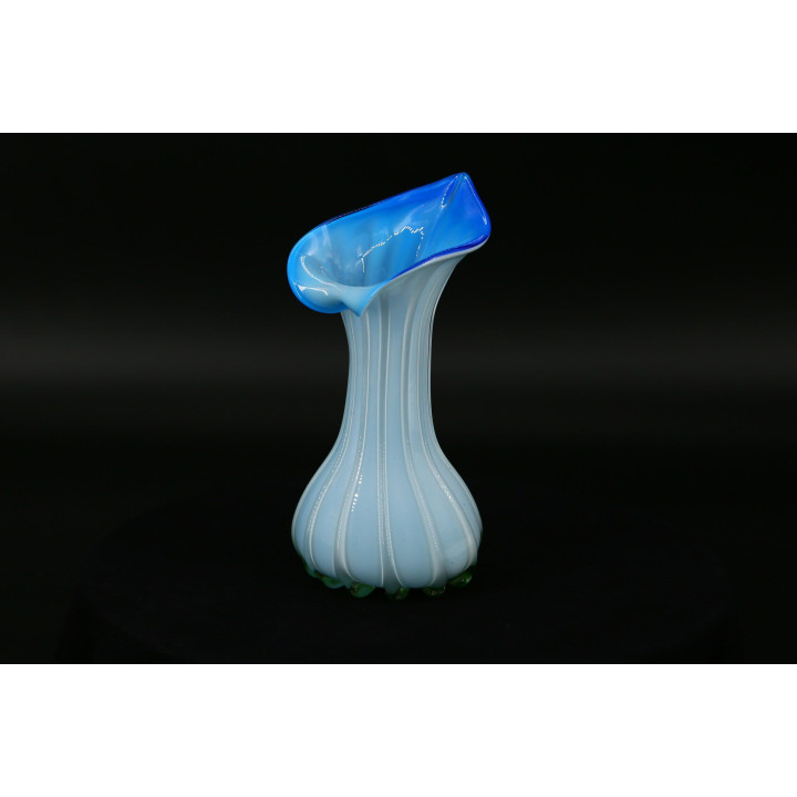 1930s Vintage Opaline Art Glass Vase | Murano Style