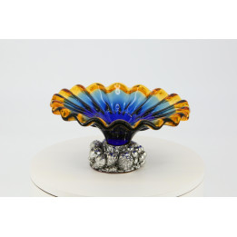 Vintage Fruitmand Glas en Metaal Jaren 90