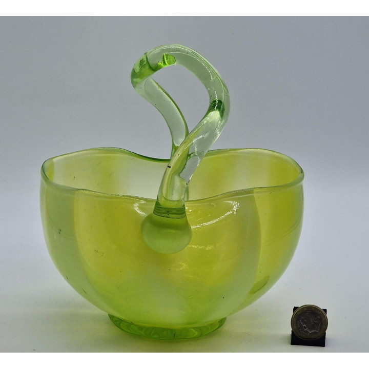Cesta Vidrio de Uranio 1930 | Vidrio Vaselina Soplado