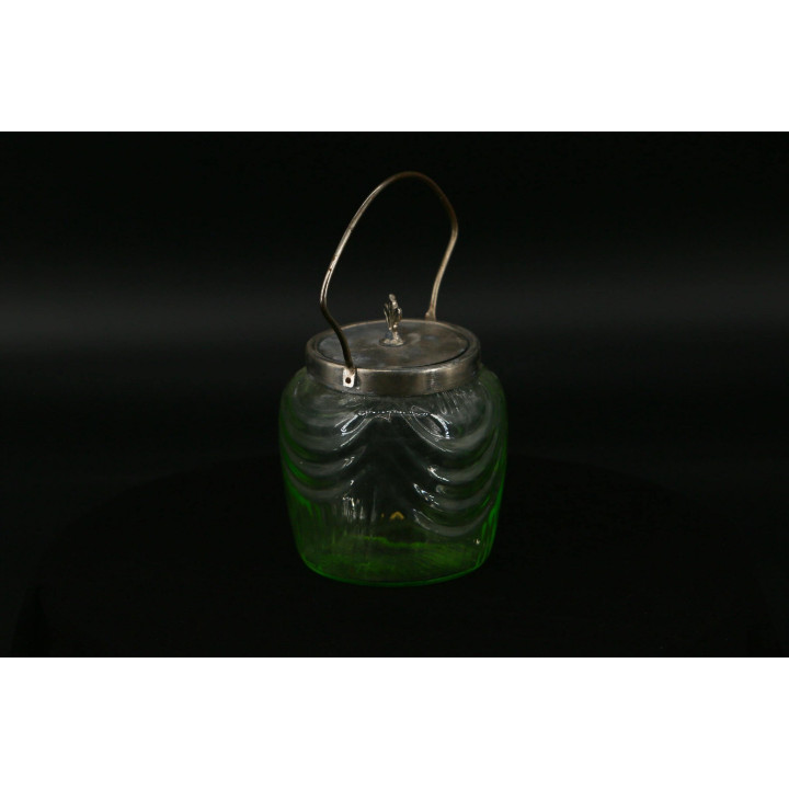 Zuccheriera Art Deco Vetro Verde e Metallo (1930)