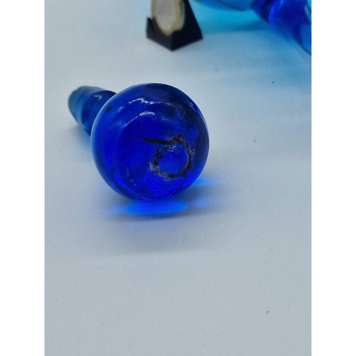 Carafe en Verre Bleu Cobalt 1920 Émail Muguet