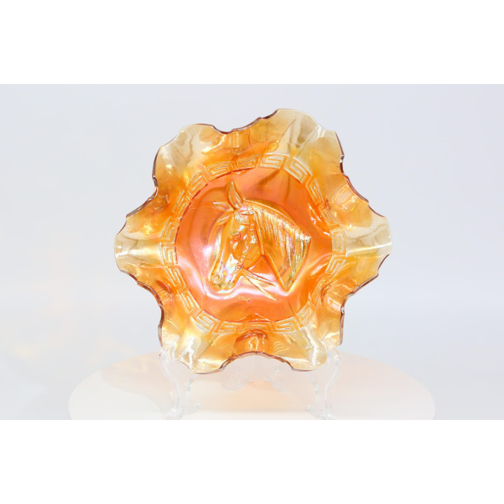 Vetro di Carnevale Fenton Marigold Testa di Cavallo 22cm