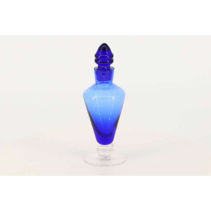 Frasco de Perfume de Vidrio Azul Cobalto Soprado à Mão - Anos 90