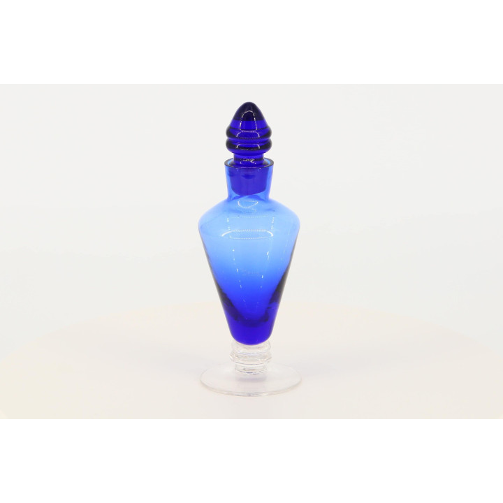 Flacon de Parfum en Verre Soufflé Bleu Cobalt Vintage - 1990