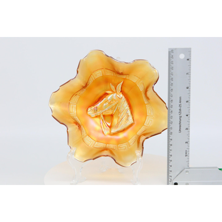 Fenton Art Glass Schaal «Horse Head» Marigold