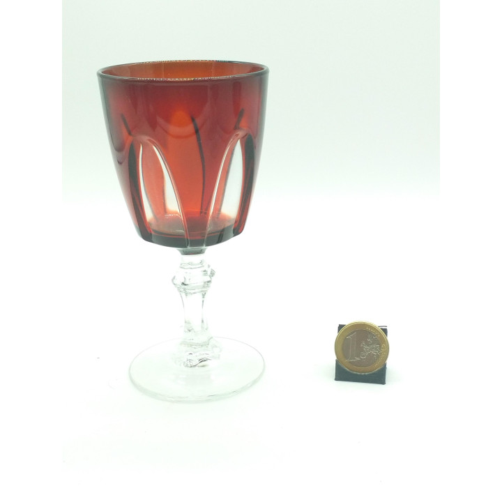 Set de 6 Verres en Cristal Rouge Rubis Taillé Main, 1950