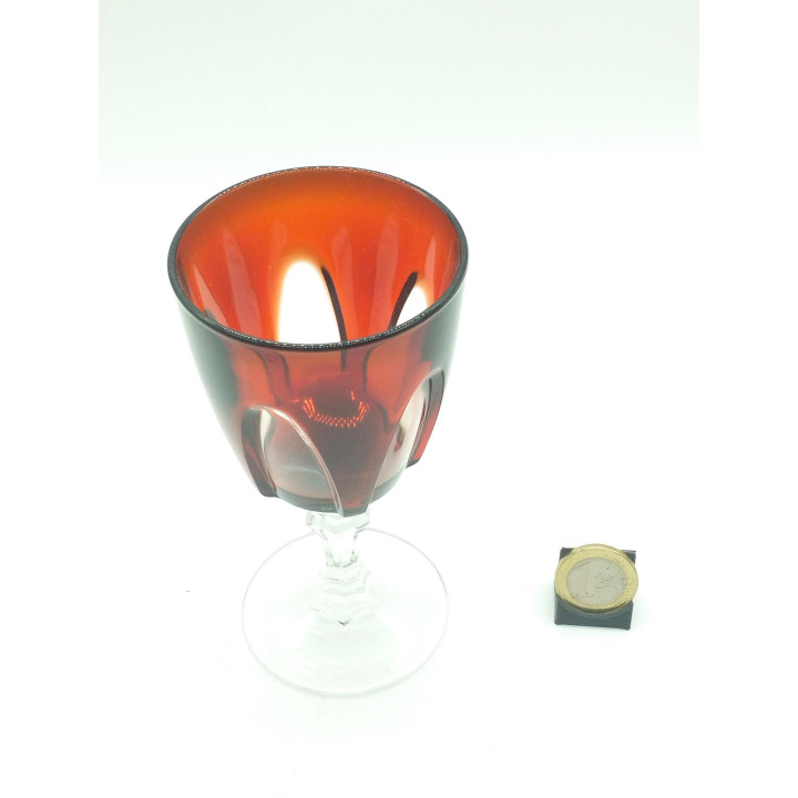Set 6 Bicchieri in Cristallo Rosso Rubino Molato a Mano