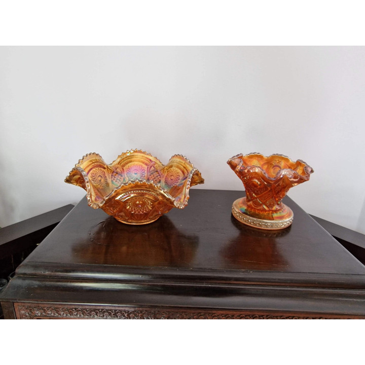 Jogo de Ponche Imperial Glass Marigold Carnival Glass