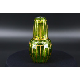 Antieke Baccarat Cannelures Nachtset Groen Kristal