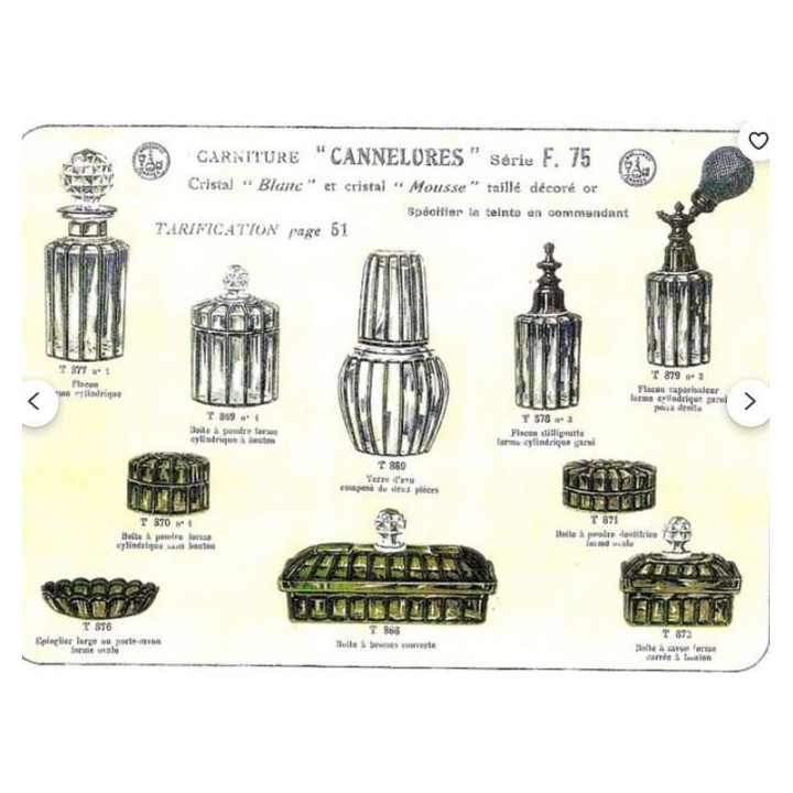 Antique Baccarat Cannelures Green Crystal Night Set