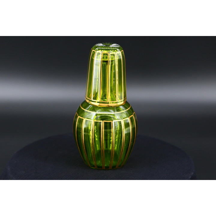 Antiguo Juego de Noche Baccarat Cannelures Verde