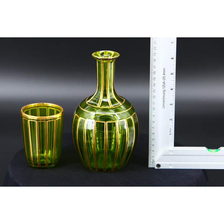 Antieke Baccarat Cannelures Nachtset Groen Kristal