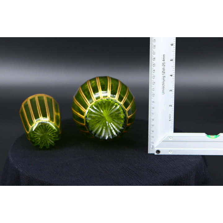 Antieke Baccarat Cannelures Nachtset Groen Kristal
