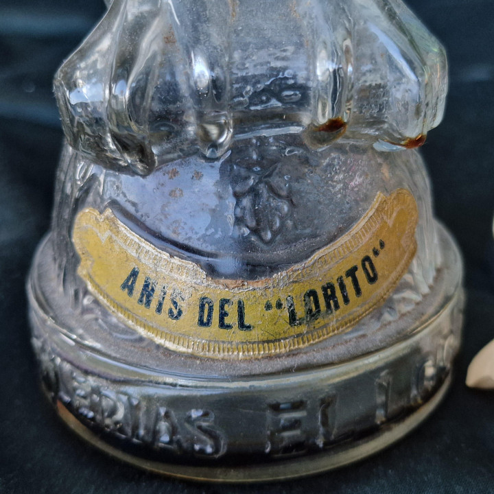 Szklana butelka Papuga El Lorito 1950 Vintage