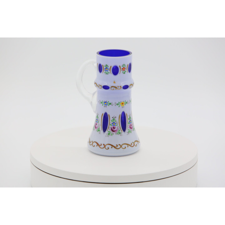Bohemian Glass Beer Mug, 24k Gold & Raised Enamel