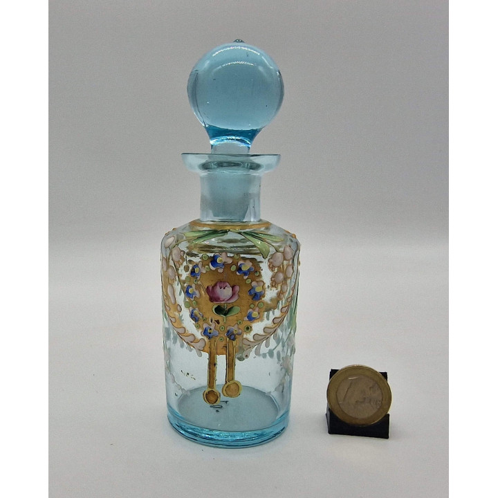 Frasco de Perfume Antiguo Cristal Azul Belle Époque 1910