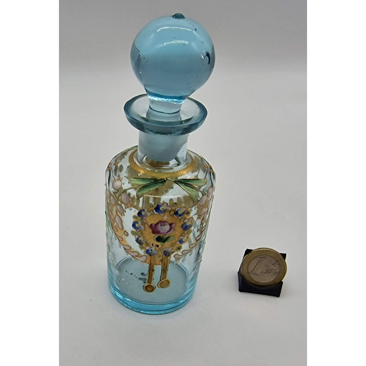 Frasco de Perfume Antiguo Cristal Azul Belle Époque 1910
