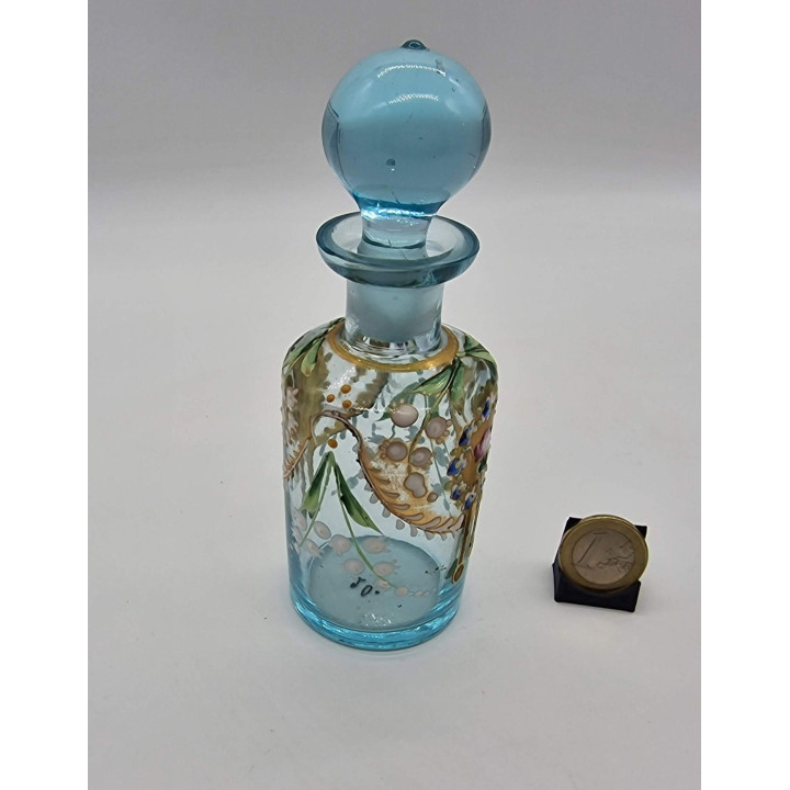 Antieke Belle Époque Parfumfles Blauw Glas 1910