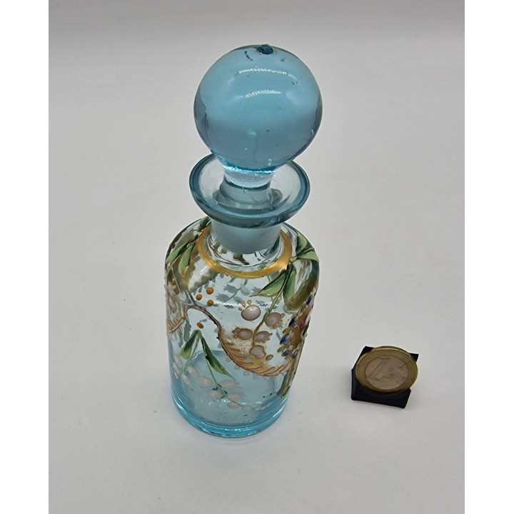 Flacon de Parfum Ancien Cristal Bleu Belle Époque 1910