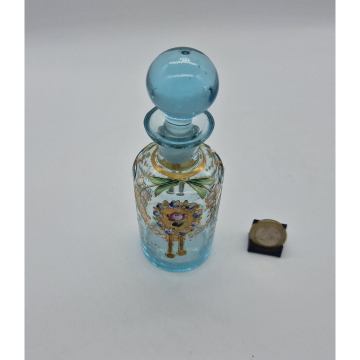Antiker Belle Époque Parfümflakon, blaues Glas - 1910