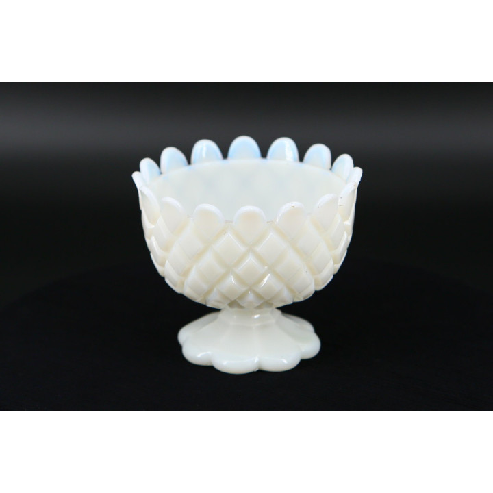 Vintage 1930s Milk Glass Compote Bowl | Pineapple Pattern
