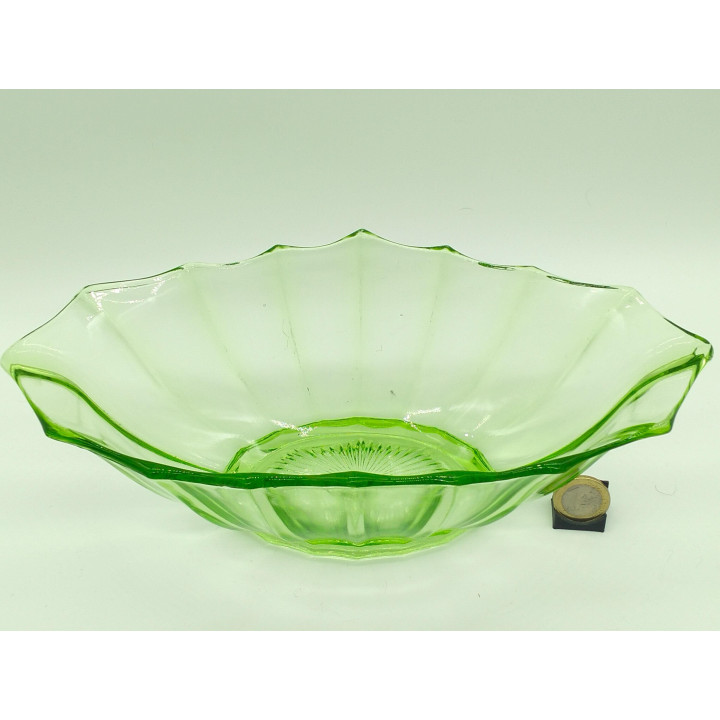 Fruteira de Vidro de Urânio 1930 - UV Reativo