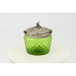 Azucarero de Vidrio Verde Años 30 Art Deco