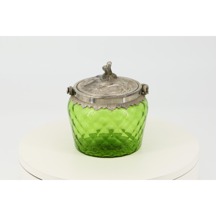Zuccheriera in Vetro Verde Art Déco Anni '30