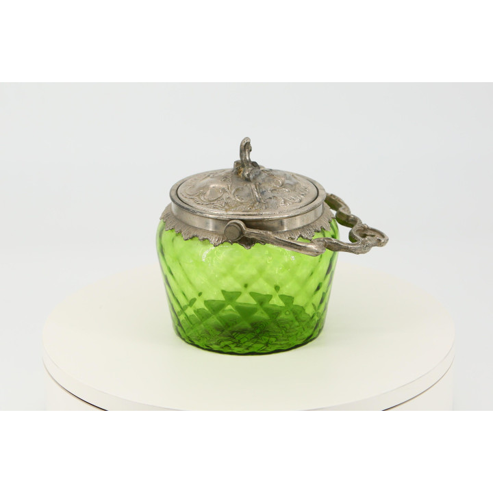Vintage Groen Glazen Suikerpot Art Deco Jaren '30