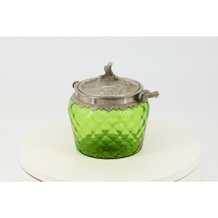 Vintage Groen Glazen Suikerpot Art Deco Jaren '30