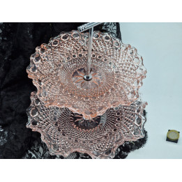Rosa Glas Etagere 2-stufig 1950er England