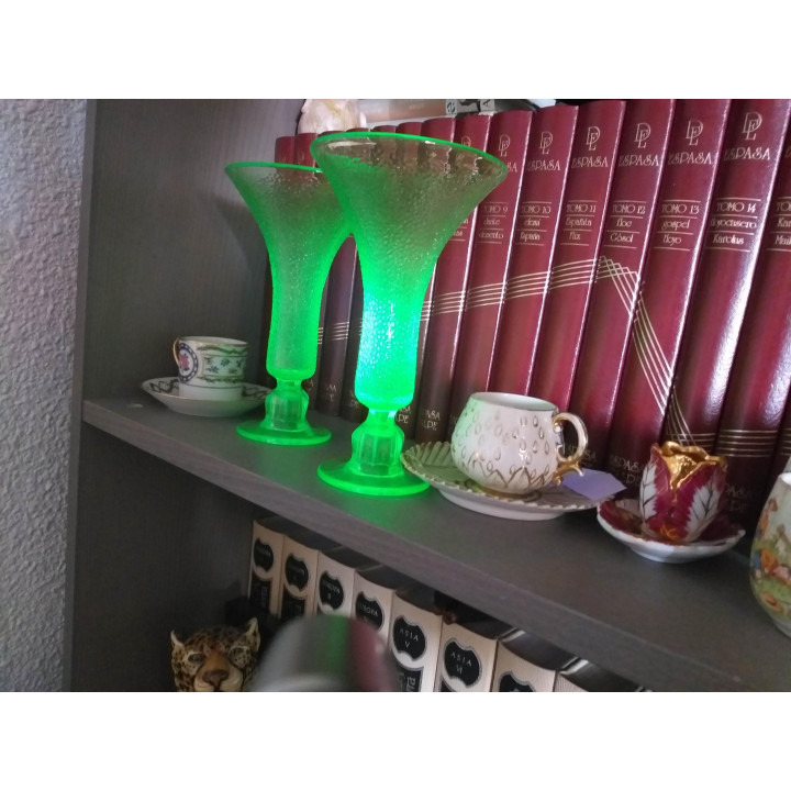 Conjunto de Cristal de Uranio Art Déco (3 piezas)