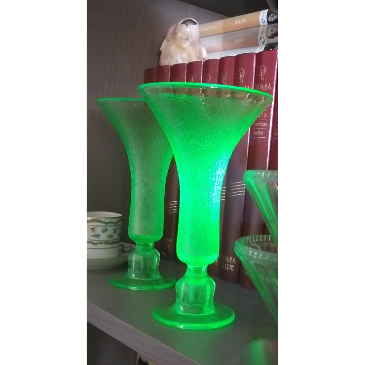 3-delige Uraniumglas Set - Art Deco Stijl