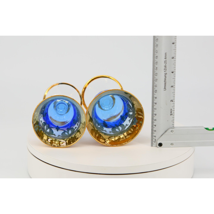 Murano Wijnglazen 24K Goud & Kobaltblauw - Jaren 60