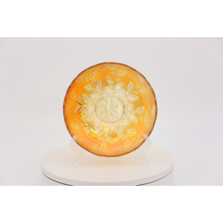 Marigold Carnival Glass Holly Schaal jaren 70