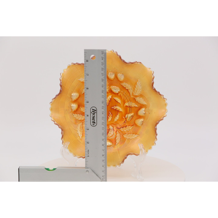 Marigold Carnival Glass Schaal - Aardbeienpatroon