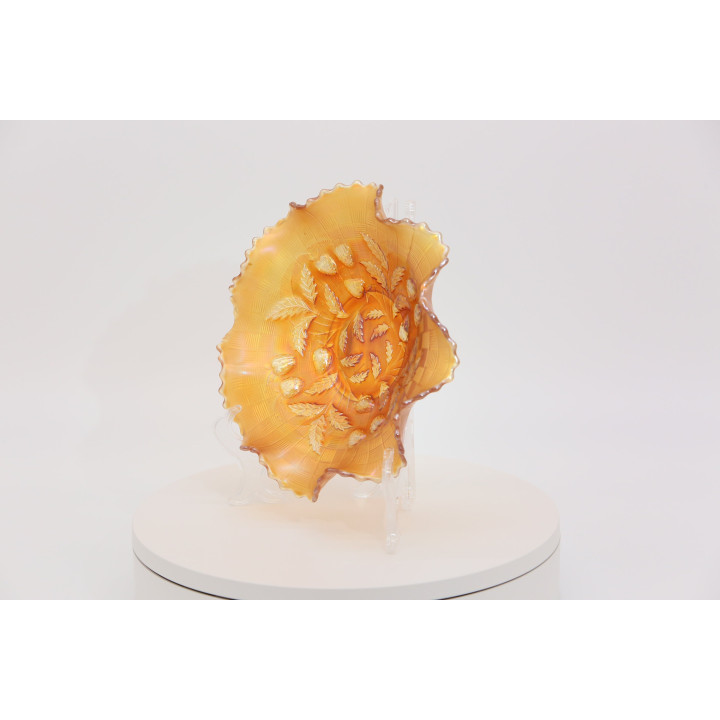 Marigold Carnival Glass Schaal - Aardbeienpatroon