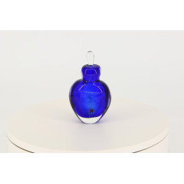 Flacon de Parfum Vintage Bleu Cobalt - Verre Soufflé 13cm