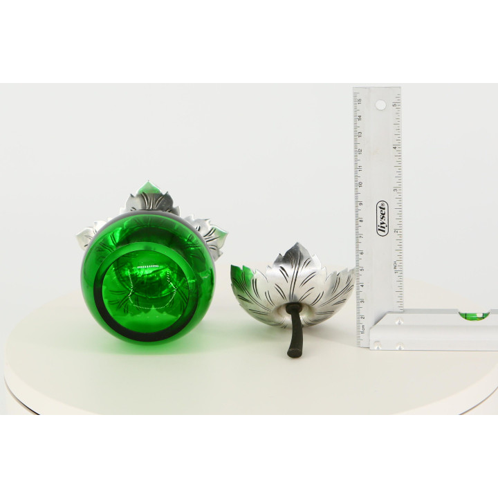 Smaragdgroene glazen appel decoratieve pot, jaren 90