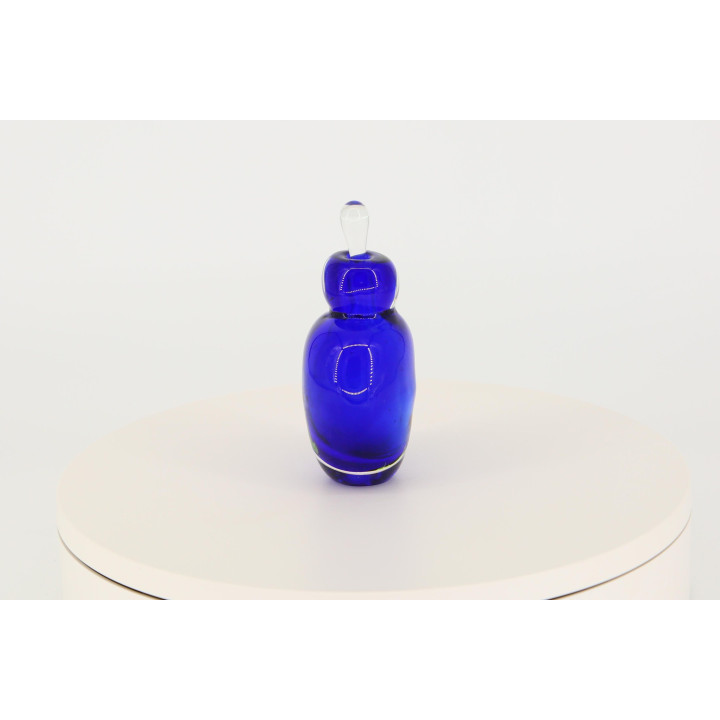 Vintage Cobalt Blue Glass Perfume Bottle - 13cm Art Glass