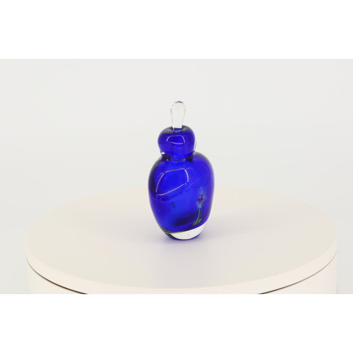 Frasco de Perfume Vintage Azul Cobalto - Vidrio Soplado 13cm
