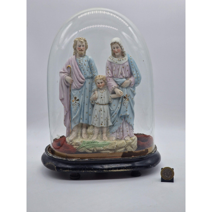 Scultura Sacra Famiglia con Cupola di Vetro (1920)