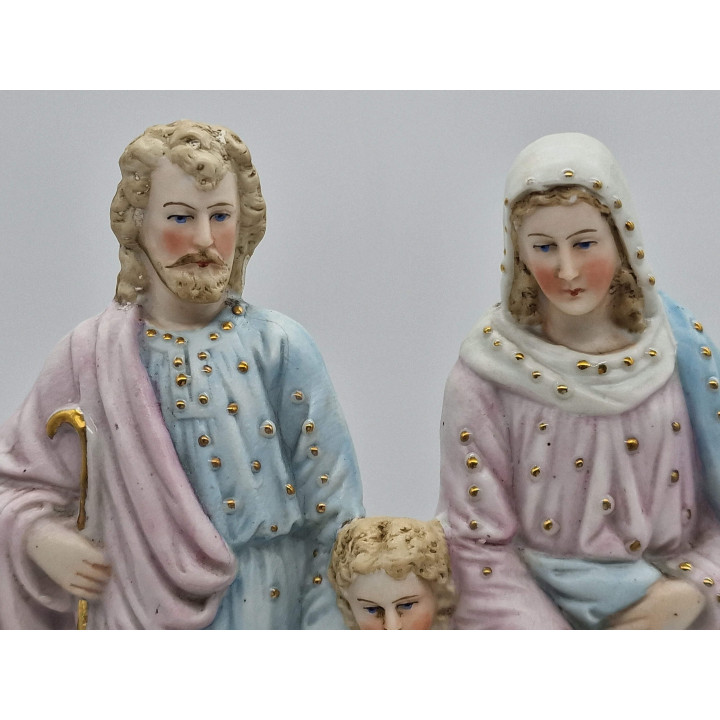 Skulptur Heilige Familie unter Glaskuppel (um 1920)
