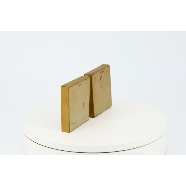 Paar vintage portretminiaturen op zijde | Jaren 90 decor