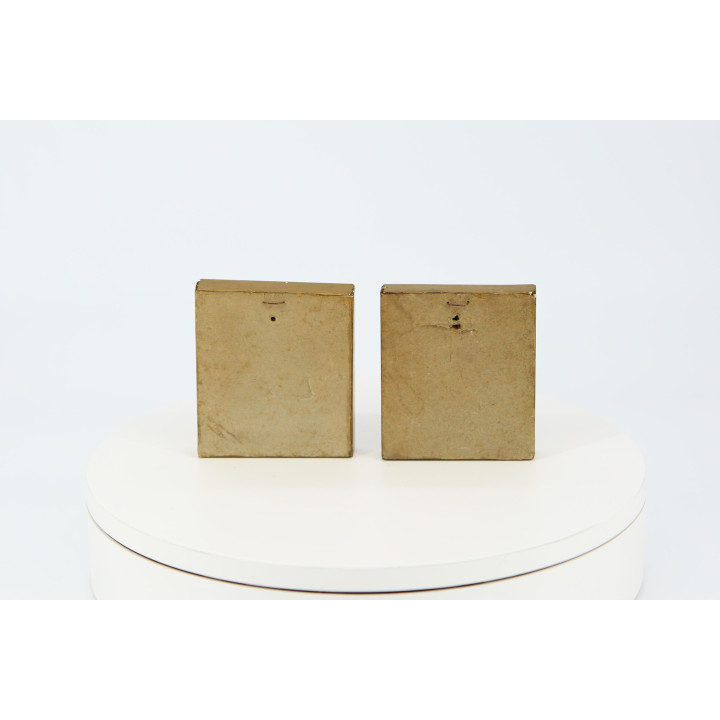 Paar vintage portretminiaturen op zijde | Jaren 90 decor