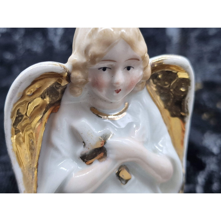Antique French Porcelain Angels, 1920s Pair