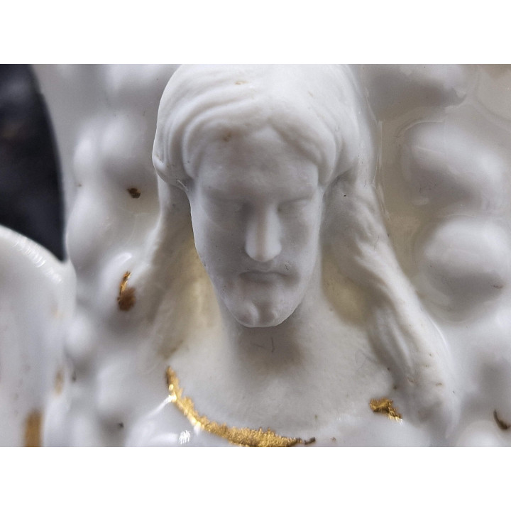 Limoges Porzellanvase Desvignes & Forest Christusrelief