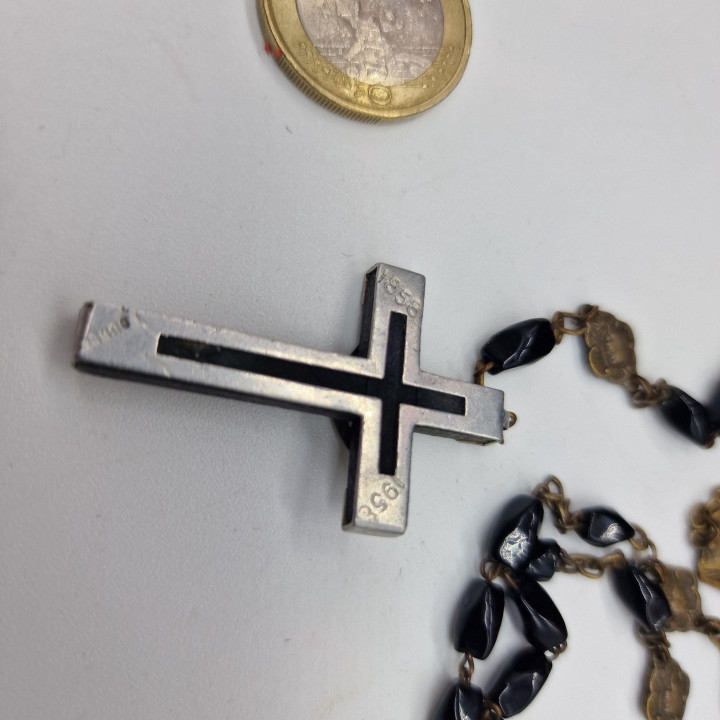 Różaniec Stulecie Objawień w Lourdes 1958 - Szkło i Mosiądz