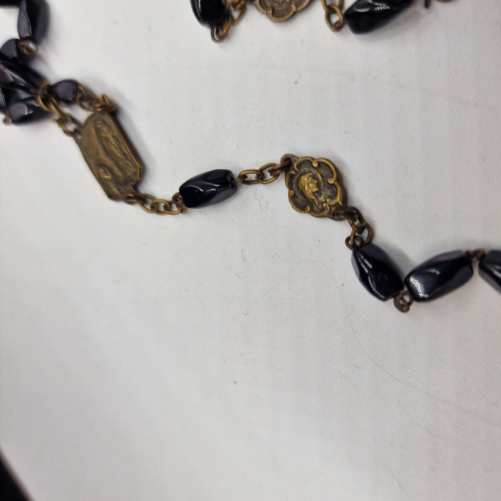 1958 Lourdes Centennial Rosary - Vintage Glass & Brass