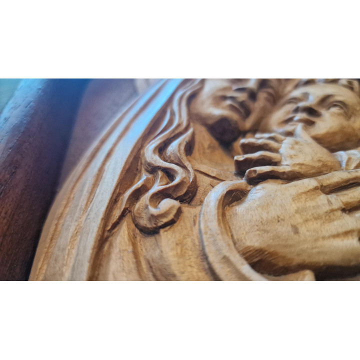 Relieve Virgen María y Niño Jesús Madera 1960